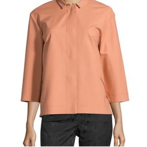 Lafayette 148 NY Claudette Orange Structured Jacket Blazer P Small 3/4 sleeves